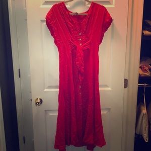 Bright red midi summer dress